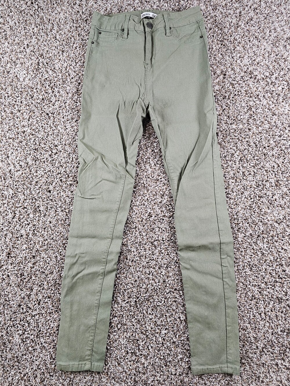 YMI Hyperstretch Juniors Sz L High Rise Skinny Leg Pants Olive Green